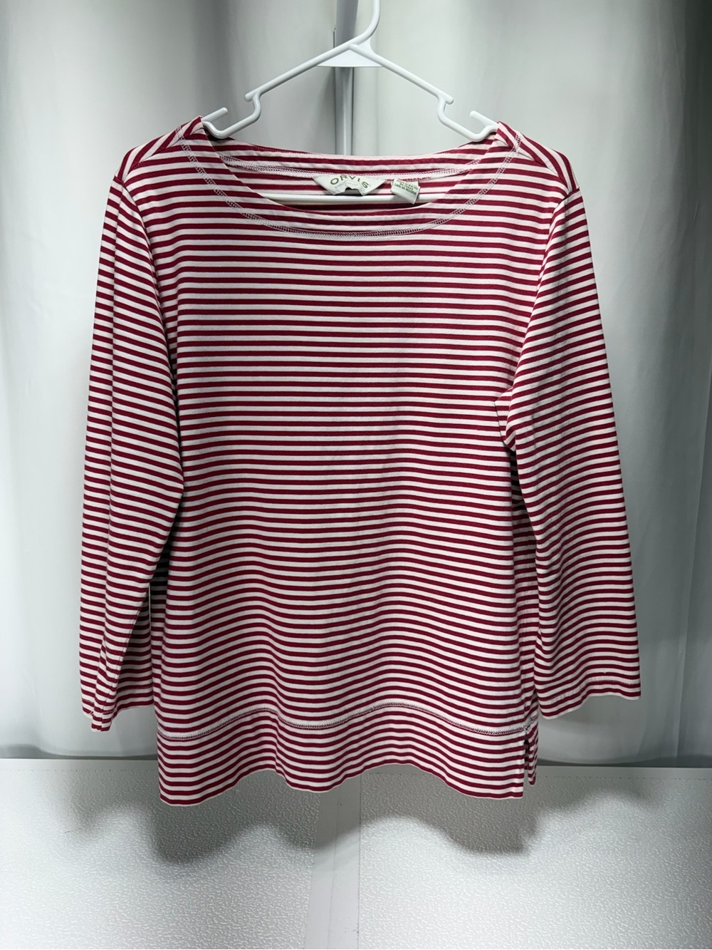 Orvis Red and White Striped Long Sleeve Tee 4547